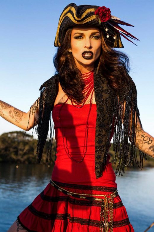 fierce pirate fashion shoot in red