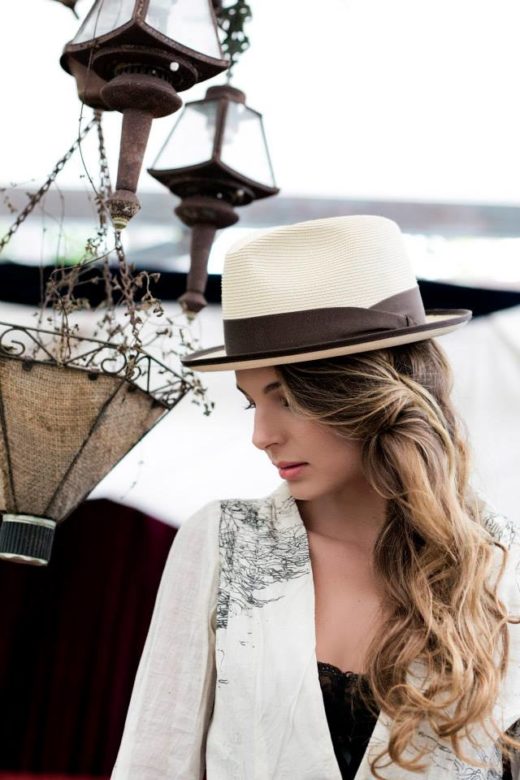 beautiful woman  wearing the Fedora Stetson hat
