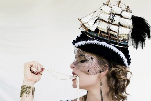 fashion gipsy pirate unique hat and pearls