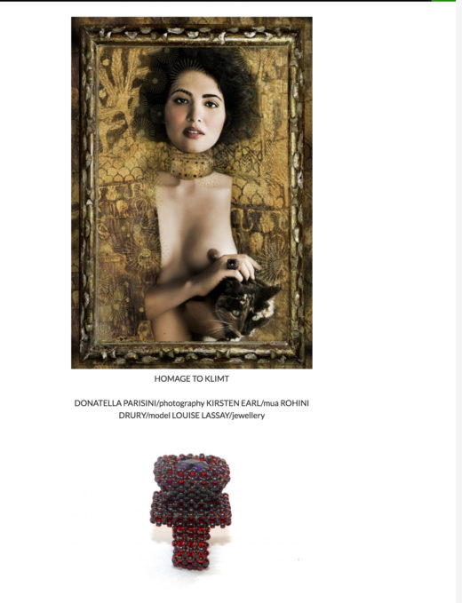 photography homage to Gustave Klimt the model wears Louise jewellery