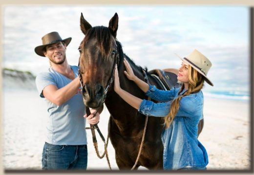 Top 10 beach Images on location with models and horse from Jacaru campaign Byron bay
